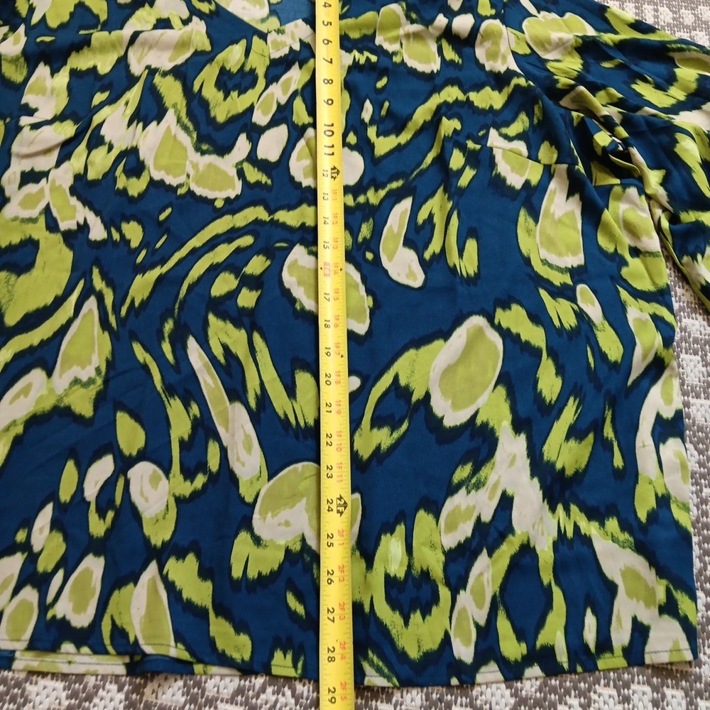 Bellisima by Kim Gravel Tunic Womens Plus 3X Green Blue Flowing Geometric Career - Picture 9 of 12